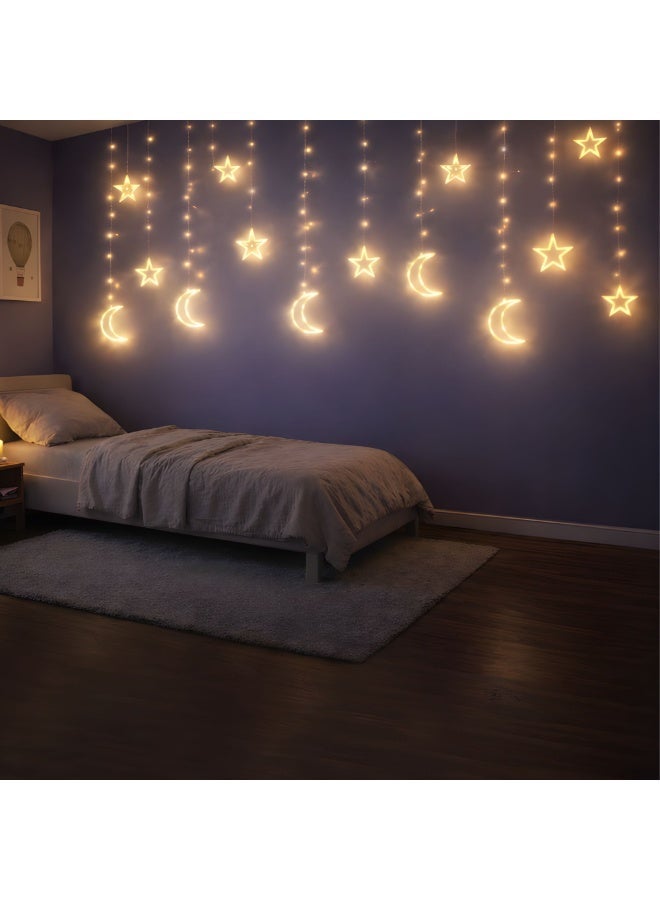 Buy Home Care Moon & Star Curtain Lights 3M – Warm LED Ramadan & Eid ...