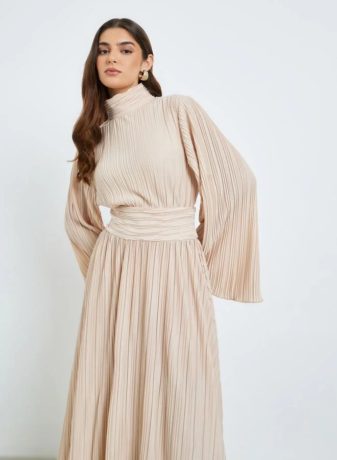 boho off shoulder maxi dress Women's Judith A-line Draped Mesh Silk Floor Length Dress XS/S/M/L/XL Beige MEAN BLVD Beige / L main image 0