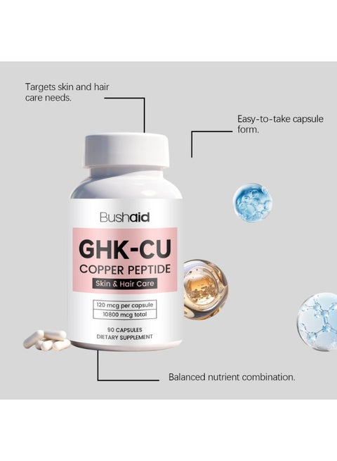 GHK-CU Copper Peptide Capsules 90 capsules，Strengthen Hair Roots, Improve  Skin Elasticity, and Provide Intensive Repair Support for Skin and Hair