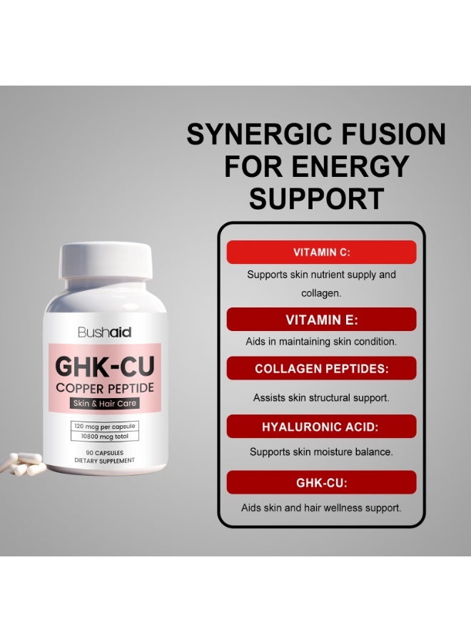 BUSHAID GHK-CU Copper Peptide Capsules 90 capsules，Strengthen Hair Roots, Improve Skin Elasticity, and Provide Intensive Repair Support for Skin and Hair. | Best Price KSA