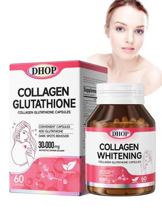 DHOP Glutathione collagen capsules 30000 mg 60 capsules effective whitening supplement anti-aging antioxidant | Best Price KSA