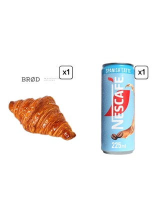 Spanish Latte Iced Coffee On The Go Can 225ml & Butter Croissant 60g Combo