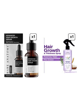 Bare Anatomy Rosemary Water Spray (200ml) & Hair Growth Serum (30ml), Natural Growth, Combo