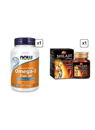 Dabur Shilajit + NOW Foods Omega-3 Fish Oil Combo