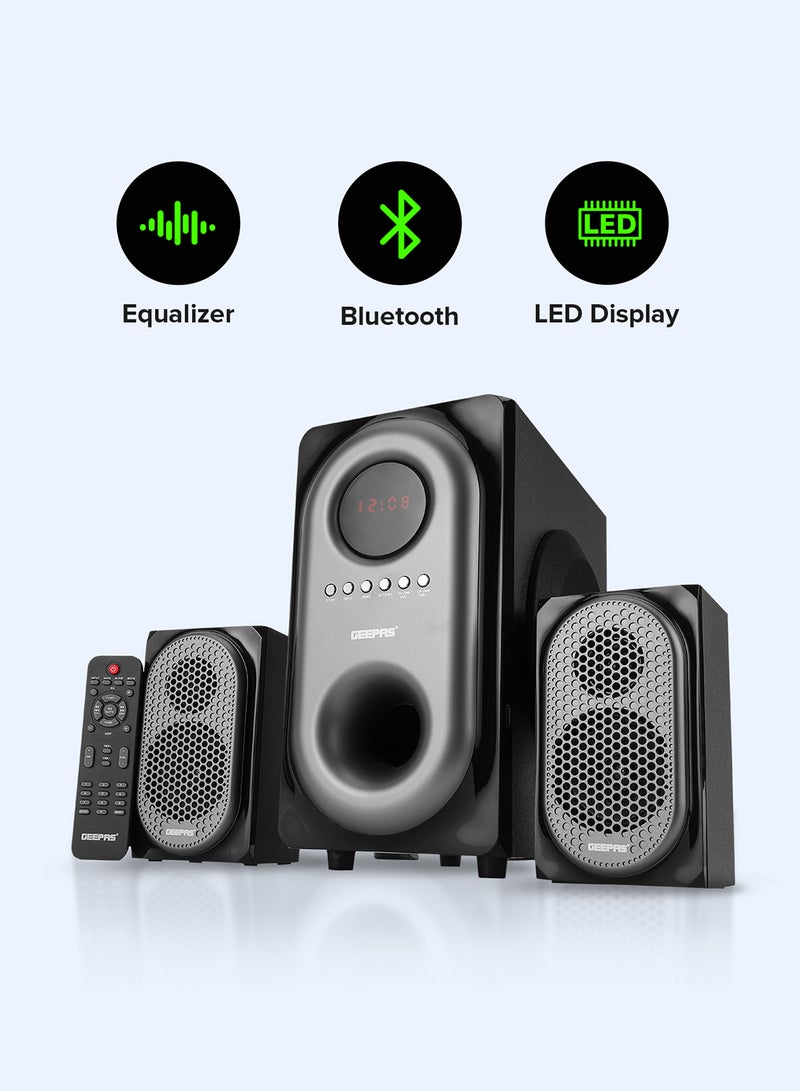 GEEPAS - 2-In-1 CH Multimedia Speaker, Remote Control | Powerful 5.25 Inch Sub-Woofer | USB, Bluetooth And Multiple Device Inputs | Surround Sound Effect Super Bass GMS7493N Black - Image 1
