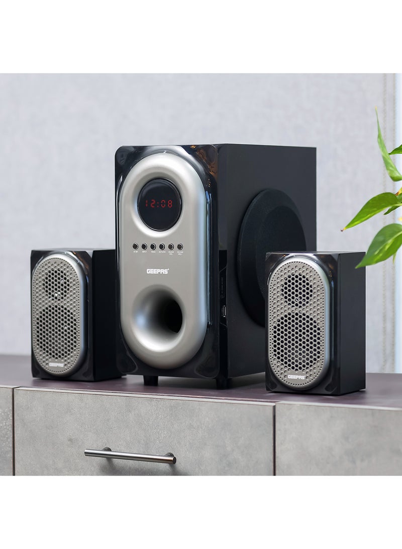 GEEPAS - 2-In-1 CH Multimedia Speaker, Remote Control | Powerful 5.25 Inch Sub-Woofer | USB, Bluetooth And Multiple Device Inputs | Surround Sound Effect Super Bass GMS7493N Black - Image 1