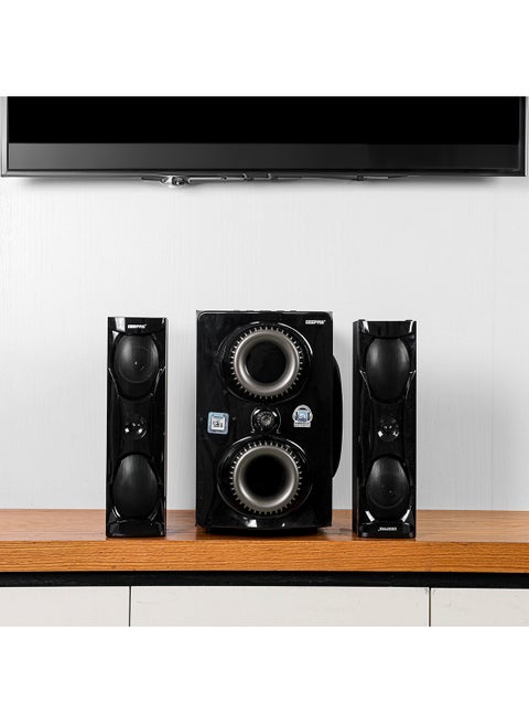 2.1 Multimedia Speaker- PMPO, 8" Woofer|USB, Bluetooth & Multiple Device Inputs Pc, Ps4, Xbox, Smartphone, Tablet, Music Player GMS8507 Black