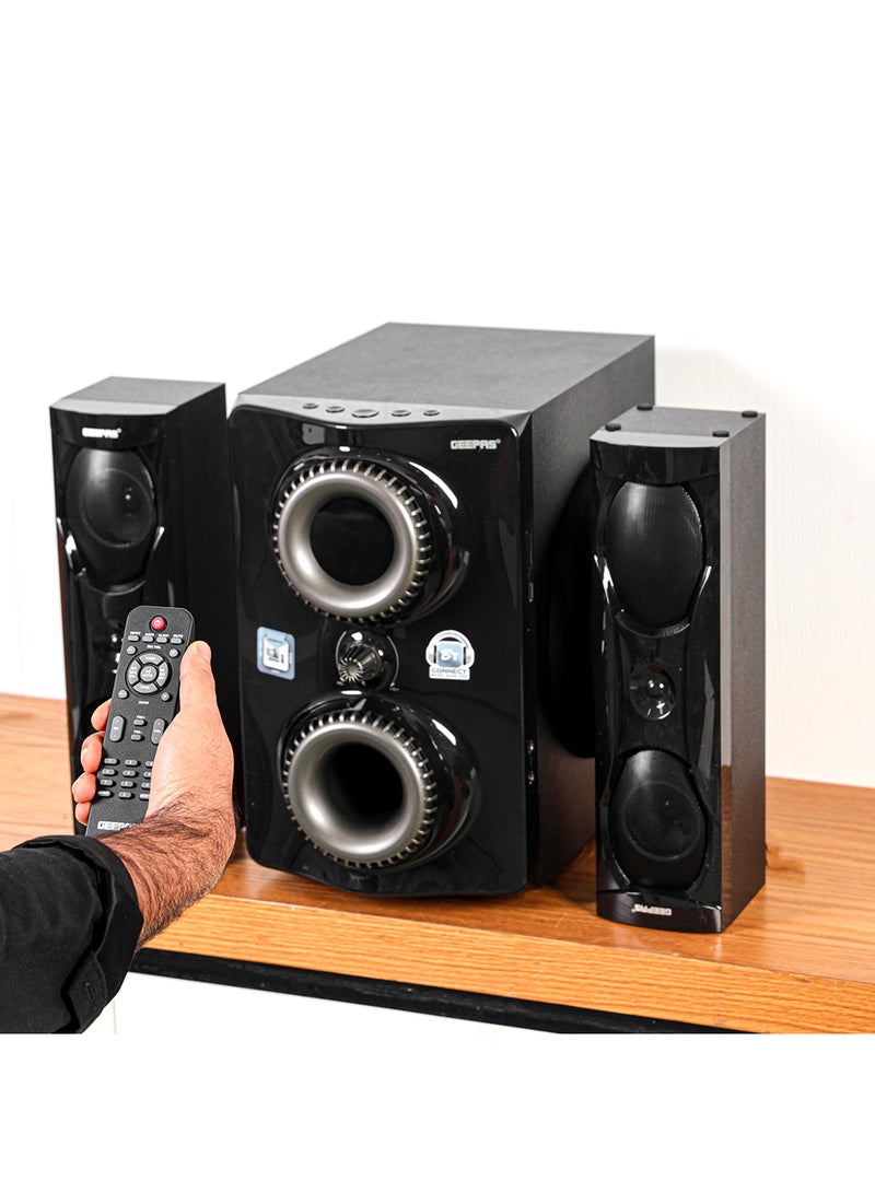 جيباس مكبر صوت متعدد الوسائط 2.1-Channel مزود بفتحات لبطاقة USB وSD وراديو FM وبلوتوث GMS8507 أسود  - Image 2