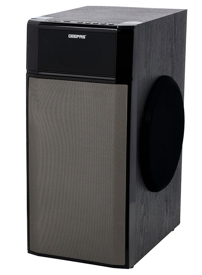 GEEPAS - 3.1 Ch Multimedia Speaker System, Remote Control, | Booming Bass | USB, Bluetooth, FM Radio And Multiple Device Inputs | LED Display | RGB Light | Equalizers GMS8522 Black - Image 1