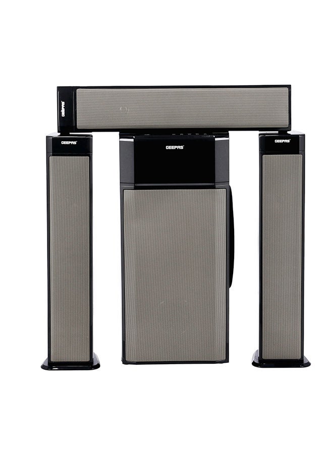 GEEPAS - 3.1 Ch Multimedia Speaker System, Remote Control, | Booming Bass | USB, Bluetooth, FM Radio And Multiple Device Inputs | LED Display | RGB Light | Equalizers GMS8522 Black - Image 1