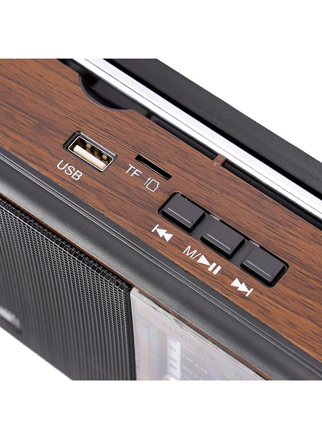 GEEPAS Rechargeable Radio BT/FM/MP3/TF/USB Music Player, 10 Band Radio ,Bluetooth Speaker Lightweight Portable FM Radio Stylish Retro Design GR6842N Brown/Black  - Image 4