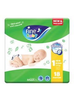 Diapers Size 1 (2-5Kg) New Born, 18 Count - With The New Double Lock Leak Barriers