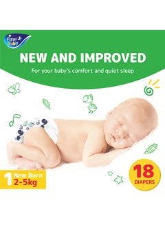 Fine Baby Diapers Size 1 (2-5Kg) New Born, 18 Count - With The New Double Lock Leak Barriers  - Image 2