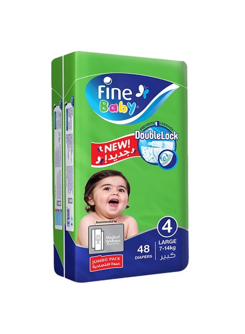Baby Fast Sorption Diapers, Size 4, Large 7-14 Kg, 48 Diaper