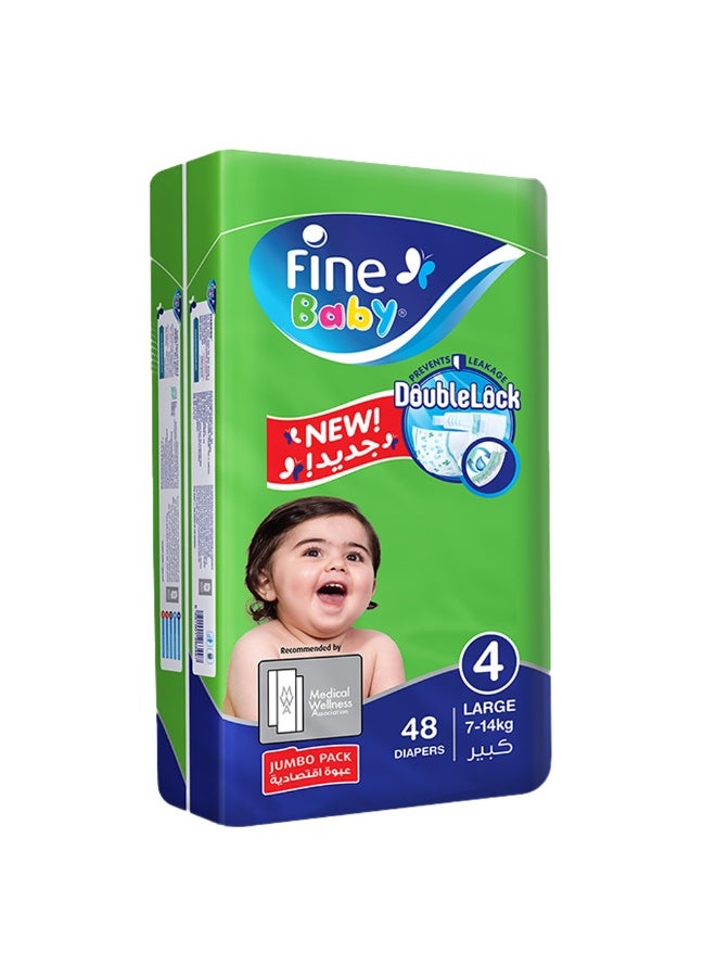 Fine Baby Baby Fast Sorption Diapers, Size 4, Large 7-14 Kg, 48 Diaper  - Image 1