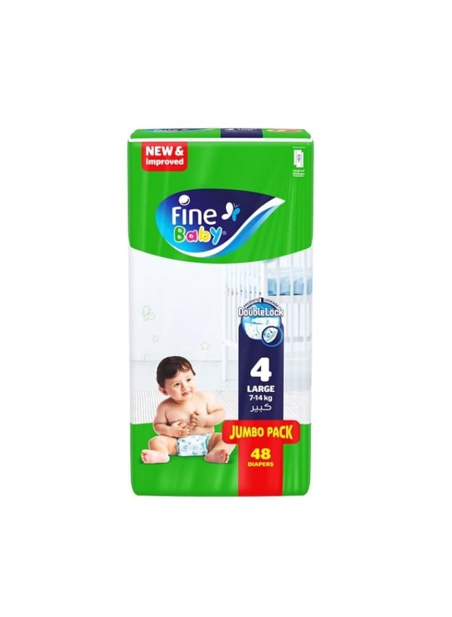 Fine Baby Baby Fast Sorption Diapers, Size 4, Large 7-14 Kg, 48 Diaper  - Image 1