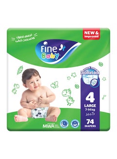 Fine Baby Diapers Size 4 (7-14Kg) Large, 74 Count With The New Double Lock Leak Barriers  - Image 1