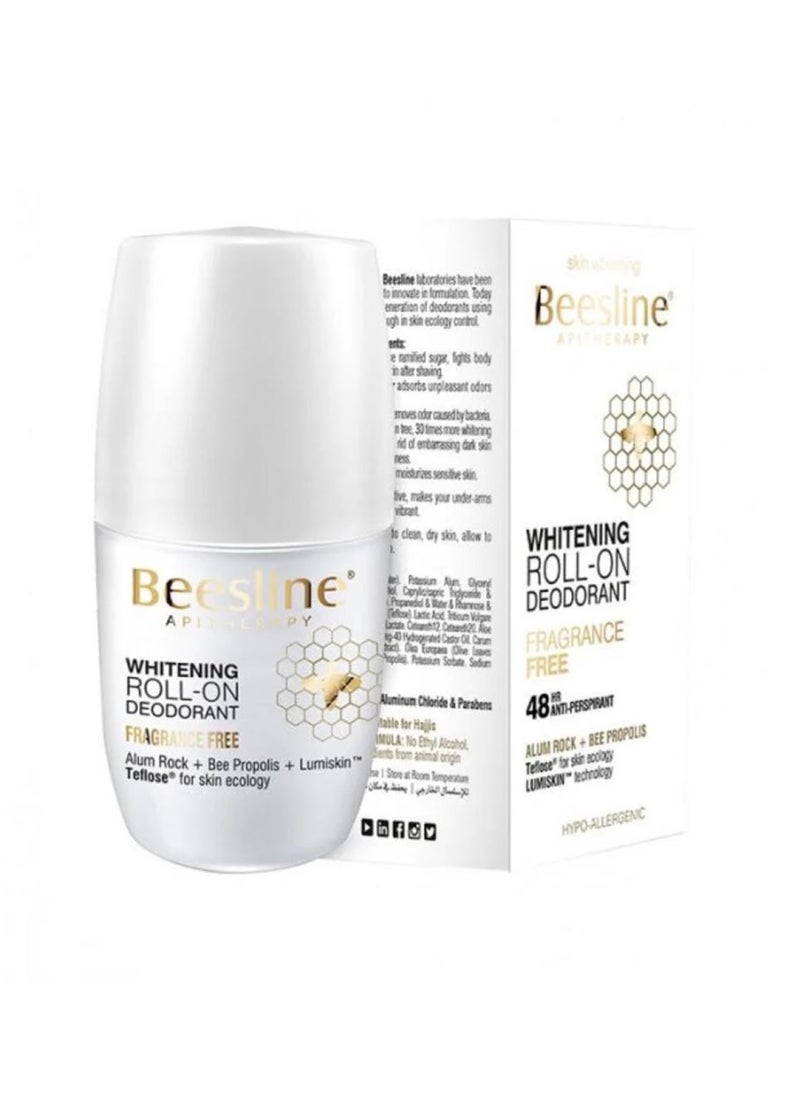 بيزلين مزيل عرق رول أون من دون رائحة لتفتيح البشرة لمدة 48 ساعة أبيض/ذهبي 50ملليلتر