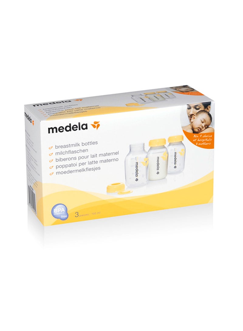 Medela - Pack Of 3 Safe And Bpa Free Breast Milk Bottles With Accurate Measurement Markings And Compatible With Breast Pumps, 3 X 150 Ml - Image 1