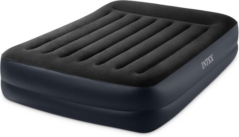 Intex Airbed Inflatable Double Mattress With Built In Electric Pump Plastic Black - Image 1