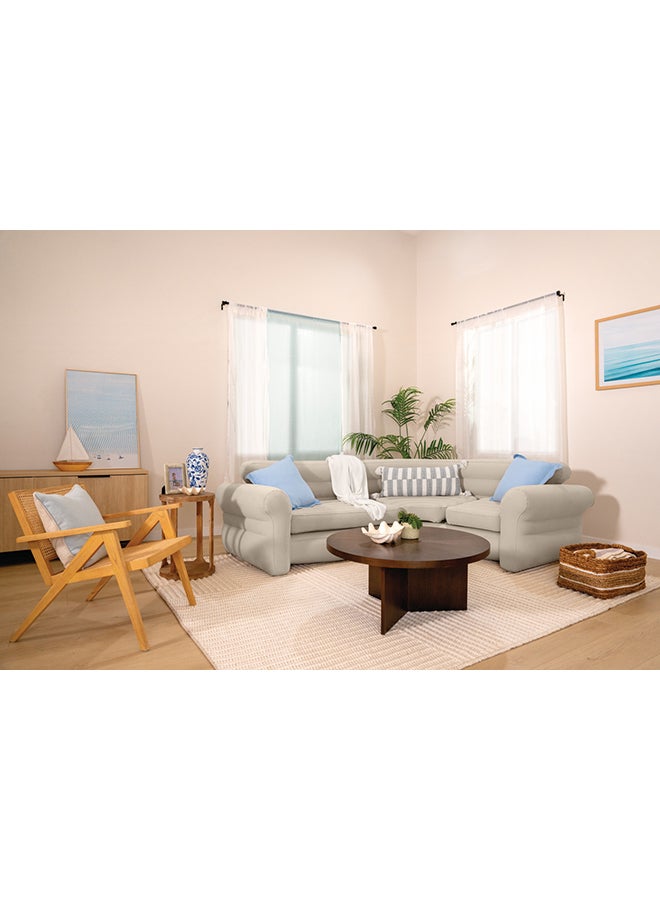 INTEX Corner Sofa "L-Shaped" Inflatable Couch 2.57M X 2.03M X 76Cm Beige 257x203x76cm - Image 2