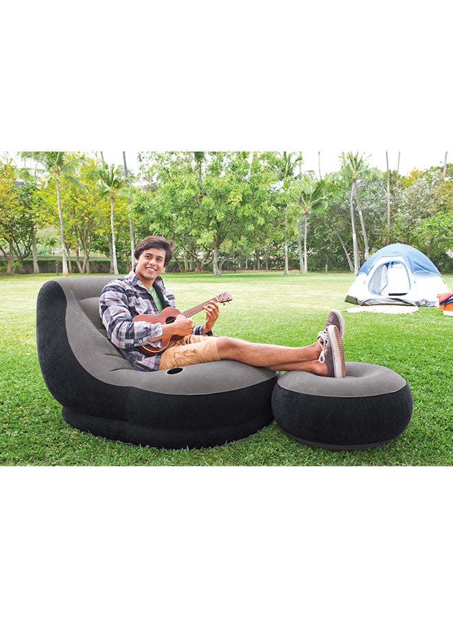 INTEX Ultra Lounge Living Room Air Furniture Inflatable Sofa Set With Ottoman Footrest Grey/Black 102x137x79cm 