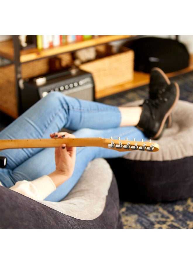 طقم أريكة قابلة للنفخ لأثاث غرفة المعيشة من Ultra Lounge مع مسند قدم عثماني رمادي/أسود 102x137x79 سم رمادي/أسود 102x137x79سم