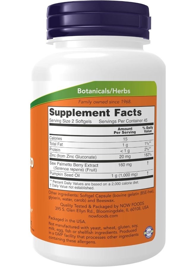Now Foods - Saw Palmetto Extract, Men's Health* 90 Softgels Packaging May Vary - Image 1