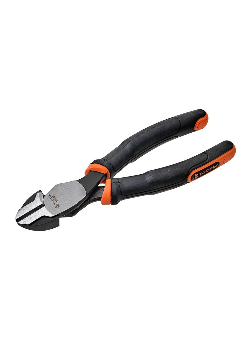Tactix Heavy Duty Diagonal Pliers - 190mm (7.5 Inches) for Cutting Wires, Cables and Nails, Chrome-Nickel Steel for Durability, Non-Slip Bi-Material Handle for Comfort and Precision- 200008 Black/Orange/Silver 19cm - Image 2