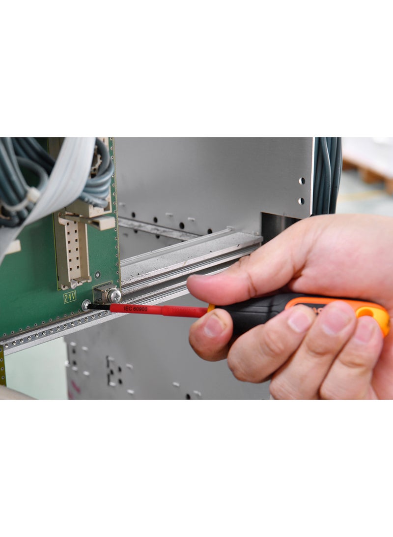 Tactix 6 Pcs Insulated Screwdriver Set, 3 Phillips And 3 Flat, Professional Cushion Grip, 1000V Insulated, Chrome-Vanadium Steel, 6-Piece Hand Tools Set- 205601 Black/Orange - Image 3