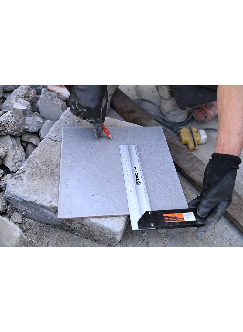 تاكتيكس مسطرة مربعة للزوايا أسود/فضي 25 x 15سم - Image 2