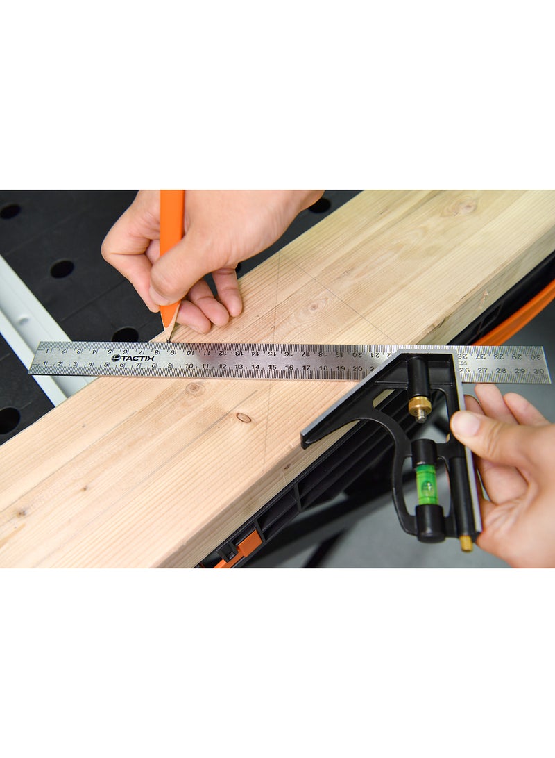 تاكتيكس مسطرة قياس مركبة أسود/ فضي 30سم - Image 5