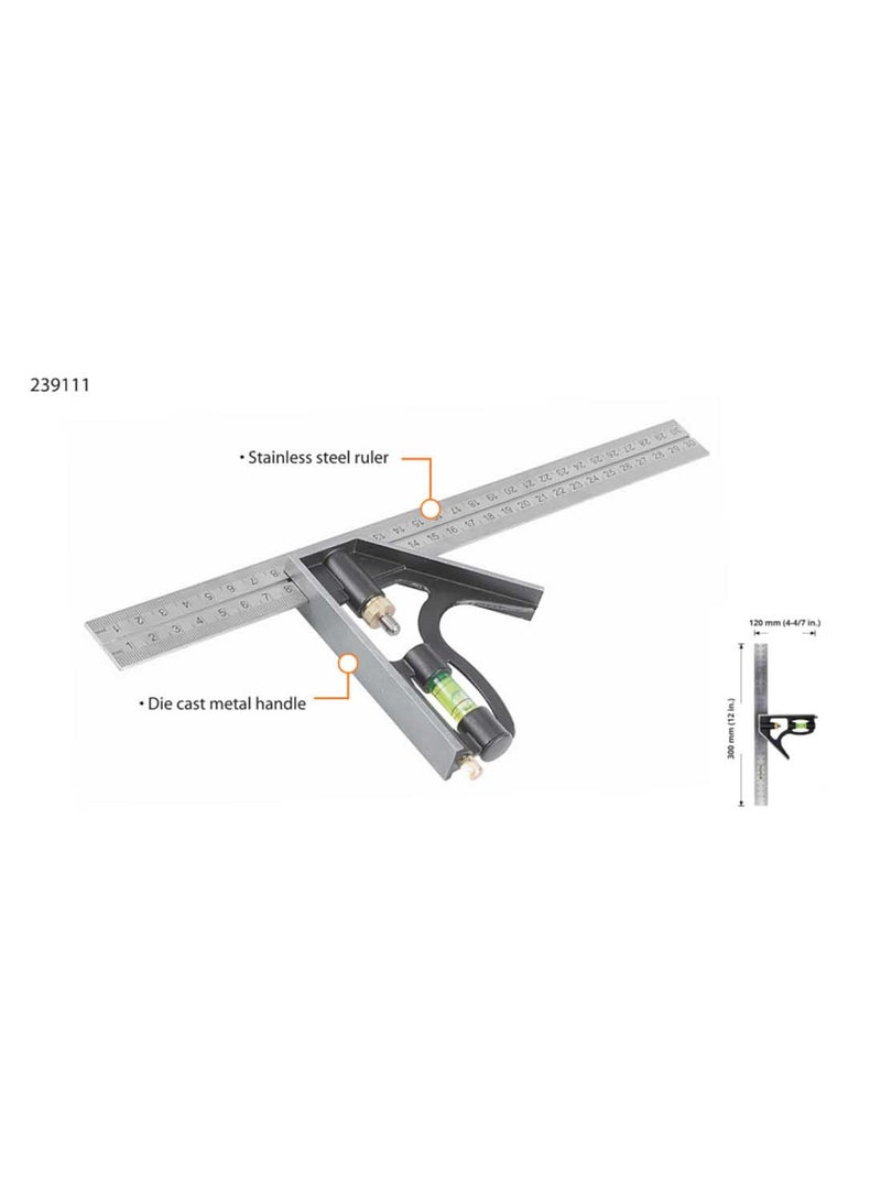 تاكتيكس مسطرة قياس مركبة أسود/ فضي 30سم - Image 4
