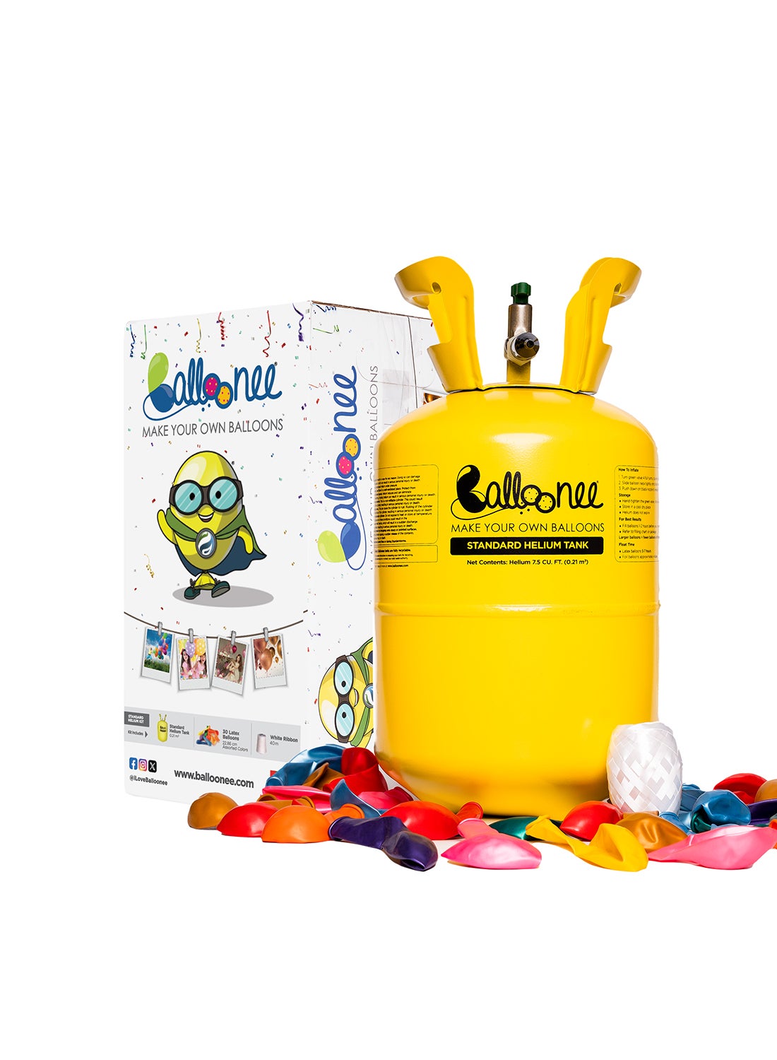 Standard Disposable Helium Party Kit - (30 Balloons) 19.5x19.5x37cm