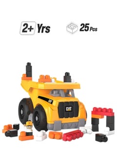 Mega Bloks DCJ86 Cat Toddler Blocks Building Toy Set, Large Dump Truck with 25 Pieces and Storage, Yellow, Ages 1+ Years 25 2+ Years  - Image 1