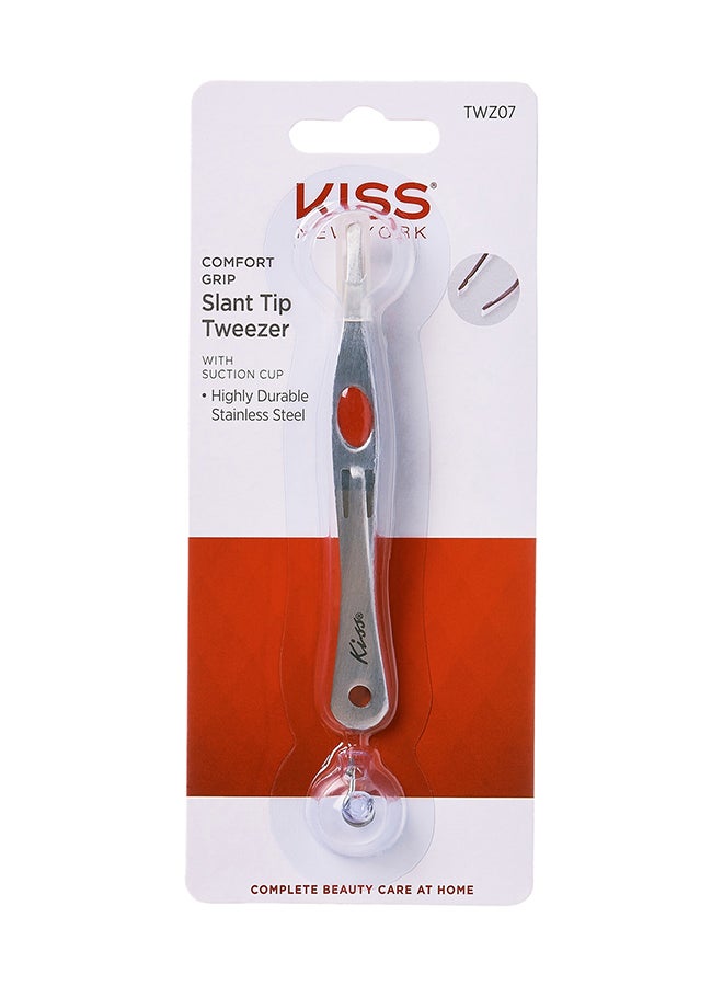 KISS - Slant Tip Tweezer With Suction Cap Silver - Image 1