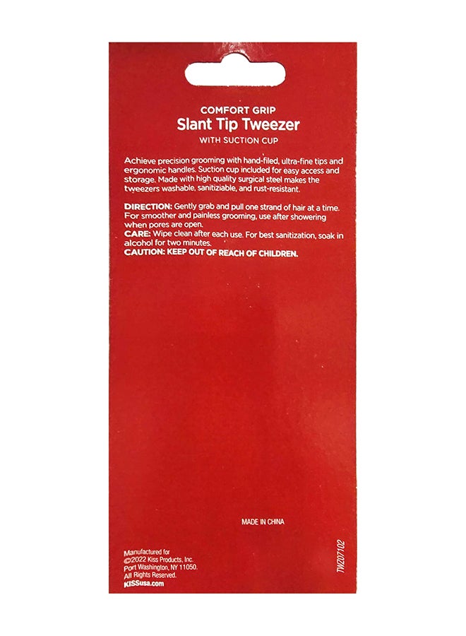 KISS - Slant Tip Tweezer With Suction Cap Silver - Image 1