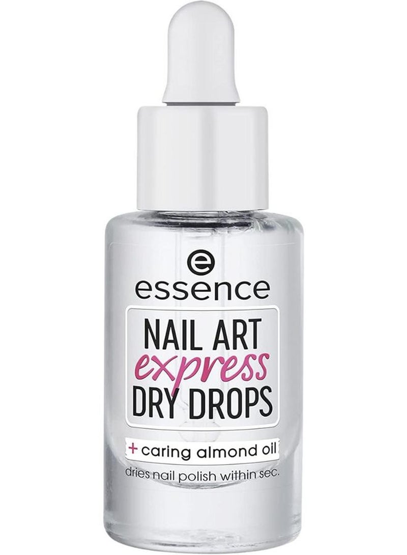 Essence Nail Art Express Dry Drops | Quick Dry Nail Polish Dryer | Dries in 60 Seconds | Enriched with Vitamin E & Almond Oil | Nourishing & Vegan Formula | Transparent Finish | 8 ml Bottle Clear - Image 1