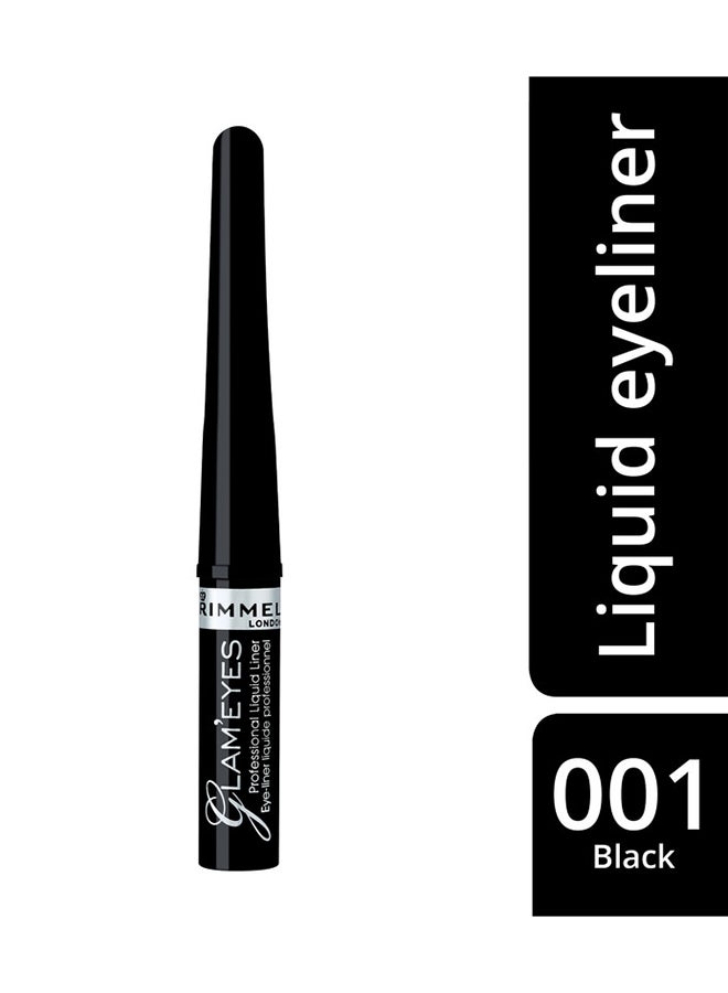 RIMMEL LONDON Glameyes Professional Liquid Eyeliner, 3.5 ml, 01 Black Glamour - Image 2