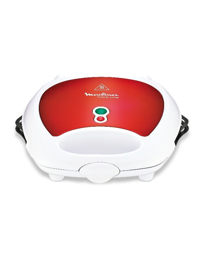 Moulinex Breaktime, Waffle Maker, Sandwich Maker, Grill, Panini Maker, Multifunction, Interchangeable Non-Stick Plates, Easy to Clean, Space-Saving Storage 700 W SW612543 Red/White - Image 2