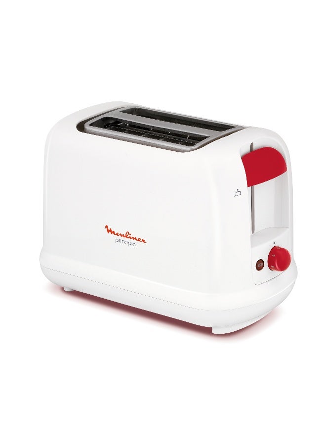 Moulinex Toaster | Principio | 2 Slots | 850 W | 7 Levels of Toasting | Defrost Function |    2 Years Warranty 850 W LT160127 White / Red - Image 1