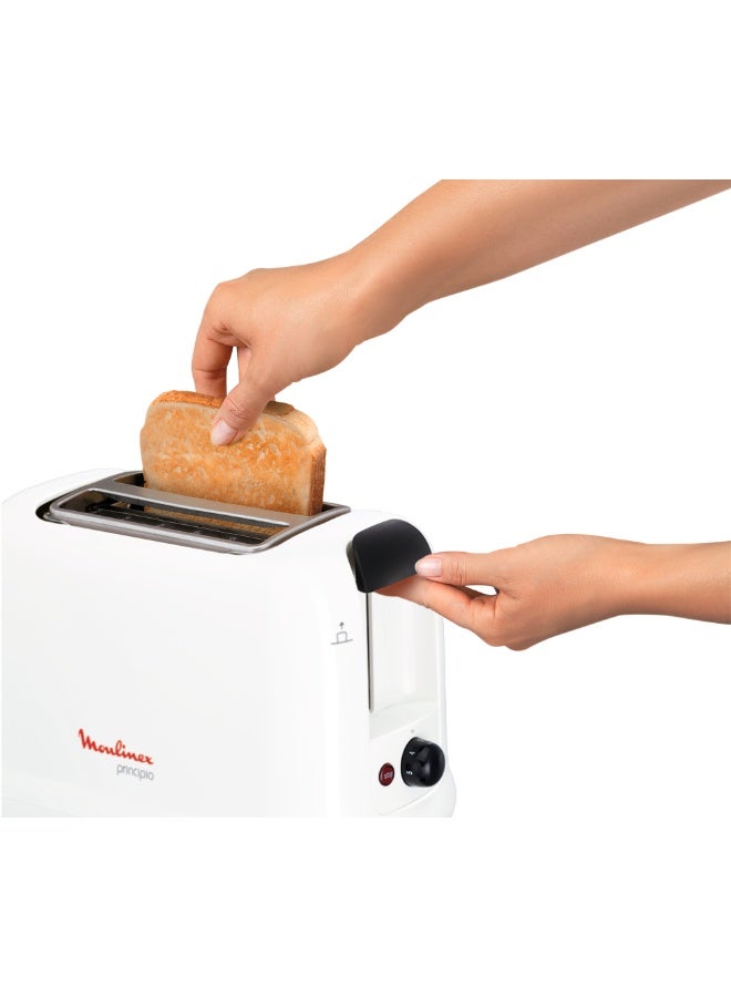 Moulinex Toaster | Principio | 2 Slots | 850 W | 7 Levels of Toasting | Defrost Function |    2 Years Warranty 850 W LT160127 White / Red - Image 2