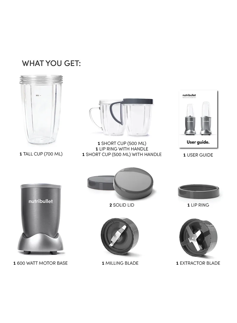 nutribullet 9-Piece High-Speed Blender/Mixer System 600 W NBR-1212M Grey