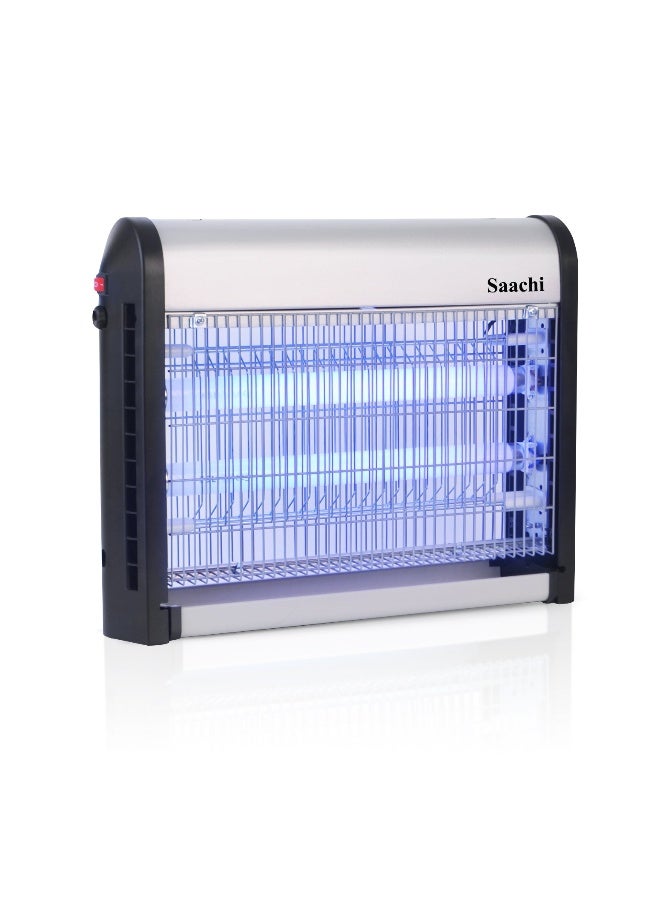 Saachi 20W Electric Insect Killer NL-IK-2420-BK – UV Mosquito & Fly Zapper with High Voltage Net, Removable Bottom Tray & Hanging Chain – Indoor Use ‎Grey/Black - Image 1