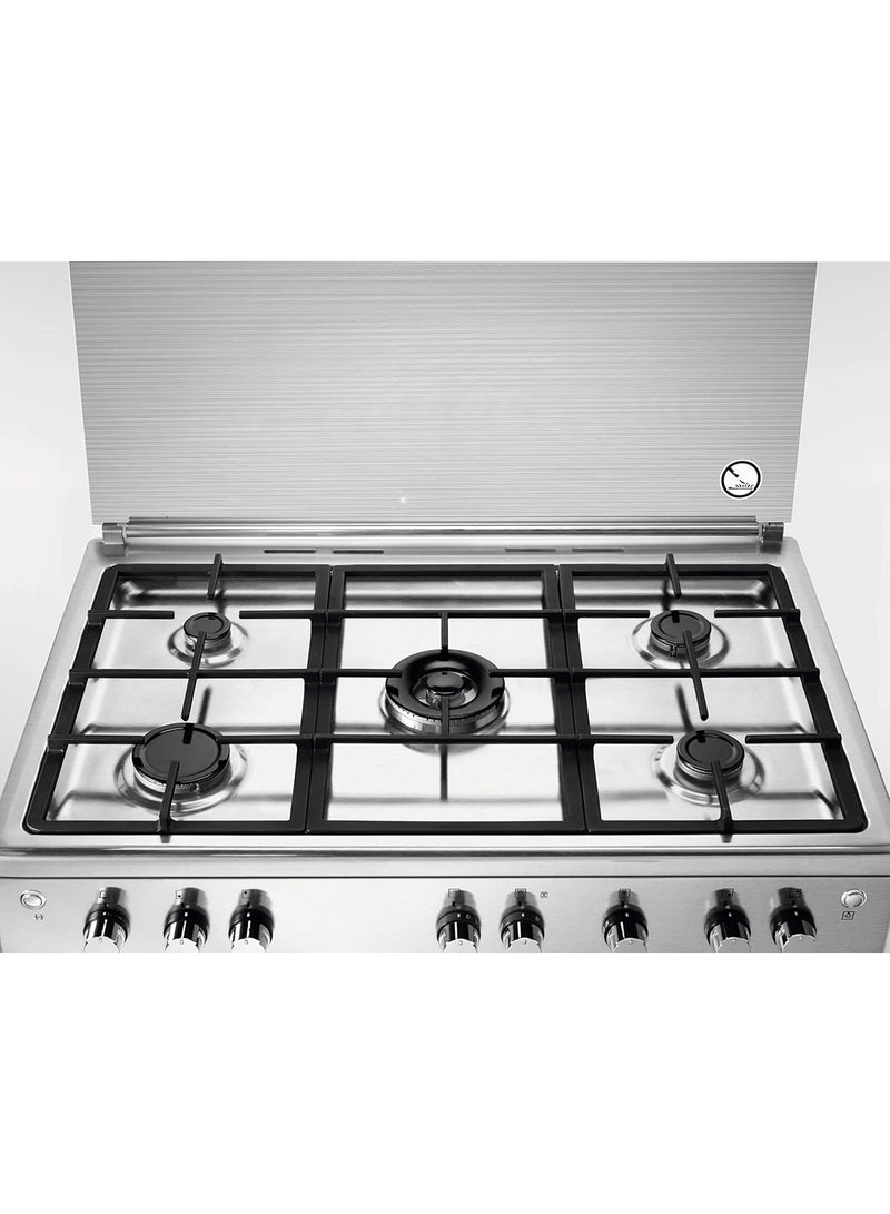 Electrolux 90x60cm Freestanding Cooker, Full Gas Cooking Range with 5 Burners & Oven with Fan, Cast Iron Pan Support, One Hand Automatic Ignition & Thermocouple Safety EKG913A2OX Stainless Steel - Image 5