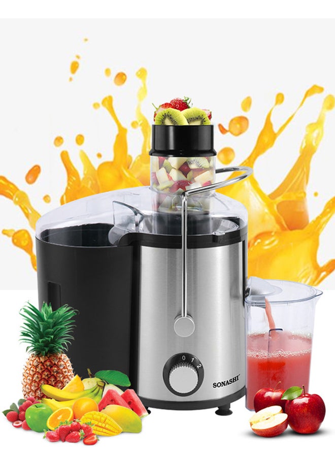 SONASHI Juice Extractor with 2 Speeds - 1.8L Large Pulp Container | Whole Fruit Juice Extractor with Stainless Steel Body & Mesh Strainer | Motor Overheat Protection 1.8 L 850 W SPJ-501(VDE) Black/Silver/Clear  - Image 1