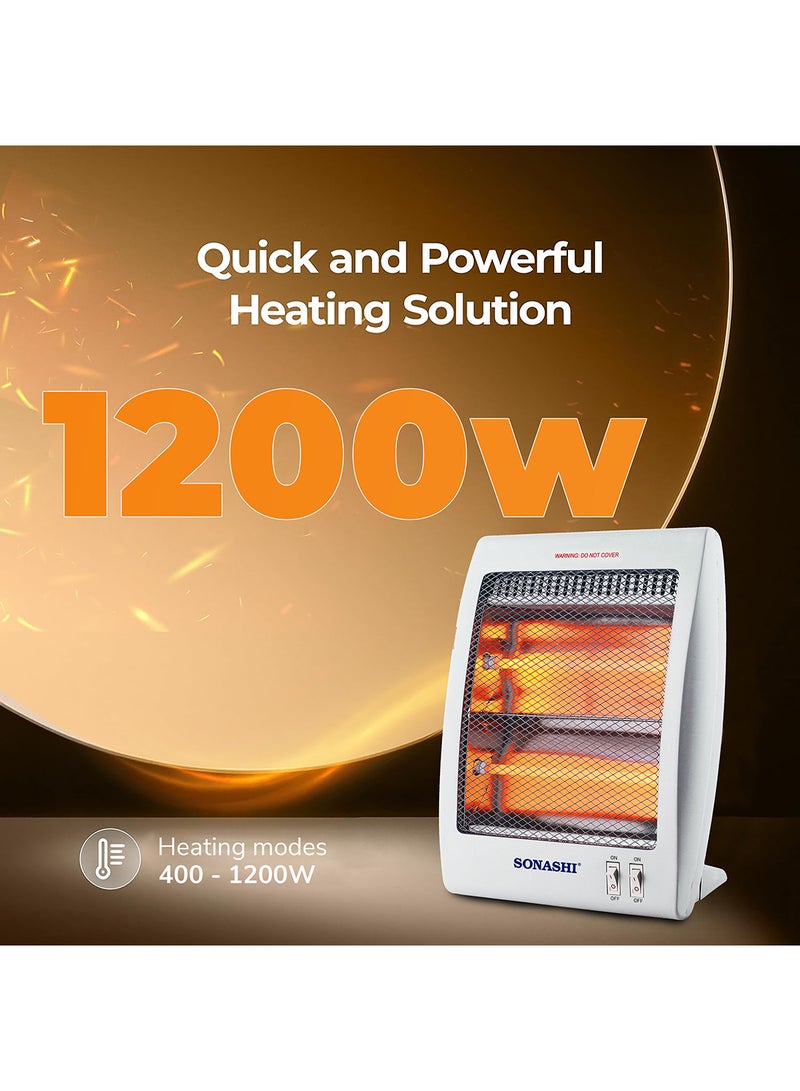 SONASHI Quartz Room Heater With 3 Heating Options | Portable Indoor Space Heater With Tip Over Protection | Ideal For Home/Office/Hotels SQH-3000 White - Image 3