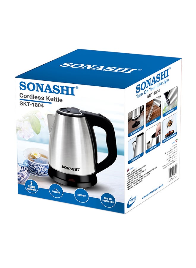 غلاية كهربائية بدون سلك 1.8 L 1500 W SKT-1804 أسود/فضي