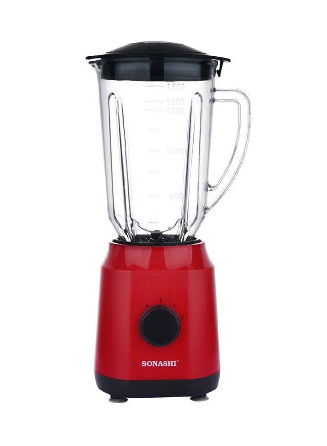 SONASHI - 2 in 1 Powerful Blender - 1.8L Unbreakable Blender Jar and Grinding Cup | Featured with 2 Speed Switch with Pulse Control, Overheat Protection, and Safety Lock System 650 W SB-154 Red - Image 1