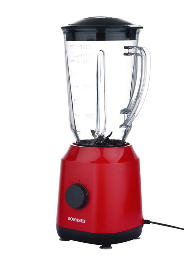 SONASHI - 2 in 1 Powerful Blender - 1.8L Unbreakable Blender Jar and Grinding Cup | Featured with 2 Speed Switch with Pulse Control, Overheat Protection, and Safety Lock System 650 W SB-154 Red - Image 1